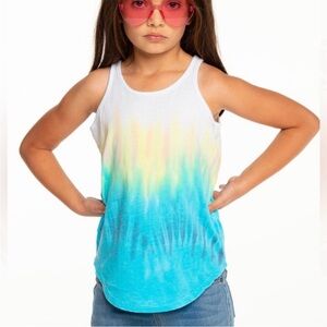 NWT, chaser, girls, tie-dye shirttail tank, back cut-out